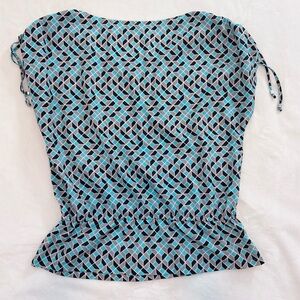 Michael Kors Blue and Black Geometric Blouse